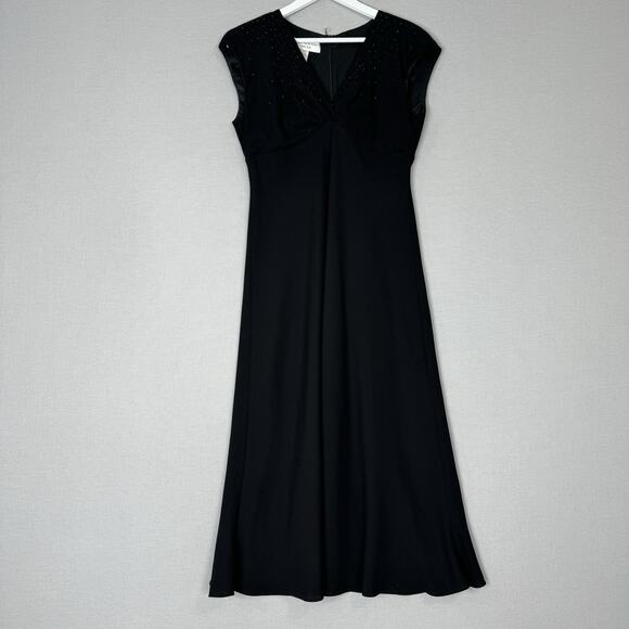 Vintage Jones New York Womens Dress 12 Black Beaded Midi Babydoll Whimsigoth - Picture 2 of 12
